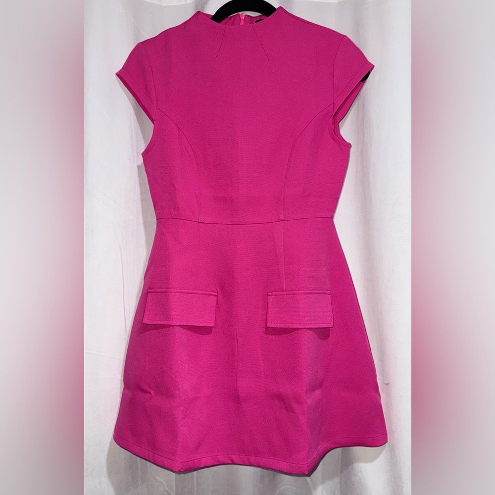 Pink Sheath Mini Dress with Flutter Cap Sleeves